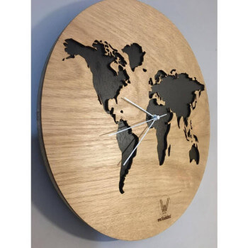 Reloj de Pared Mapamundi 40cm | Madera Calada Premium
