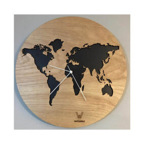 Reloj de Pared Mapamundi 40cm | Madera Calada Premium