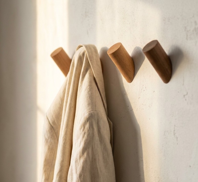Perchero de madera artesanal para muro · WoodWicker Chile
